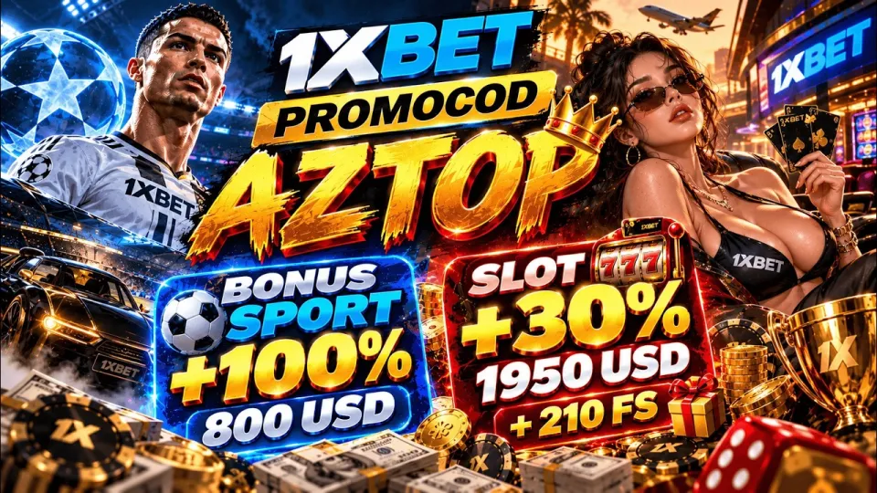 1xbet promocode AZTOP unlocks a 100% sports bonus and 210 free spins on registration